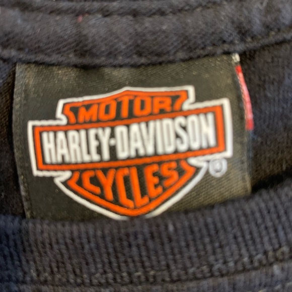 Harley Davidson Felt Logo Black Tee Bossier City, California size M - Picture 5 of 5